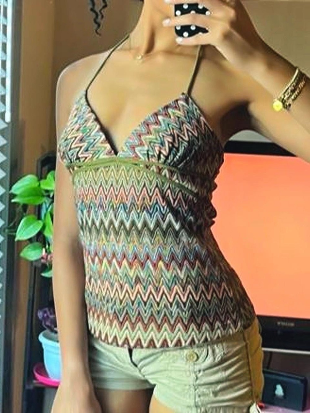 Y2K zigzag pattern knit halter top, OG Forever 21